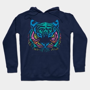 TIGER'S EYE Staring Wild Big Cat Tiger Face Head in Rainbow Colours - UnBlink Studio by Jackie Tahara Hoodie